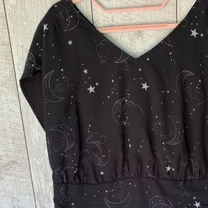 Black eshakti dress with white moon and star print